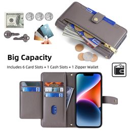 Zipper Card Slots Iphone Case Crossbody Phone Case Wallet for iphone 15 14 13 12 11 Pro Max XS XR 7 6 6 6s Plus SE SE3 Flip Cover PU Leather Multifunction