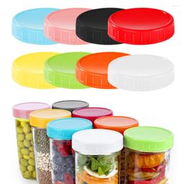 Storage Bottles 8pcs Leak Proof Different Colors Store Juice Secure Canning Kitchen PP Coffee Wide Mouth Sealing Round Mason Jar Lids Home
