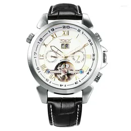 Wristwatches Jaragar Mechanical Watch Men Automatic Gold Mens Watches Top Tourbillon Calendar Leather Belt Male Clocks Relojes