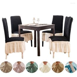 Chair Covers Stretch Seersucker Spandex Plain Cover Skirt Cloth For El Banquet Wedding Party Event Dining Table Seat Decoration