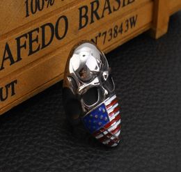 Fashion American Flag Masked Infidel Skull Biker Ring Stainless Steel Jewelry Gothic Skull Motor Biker Men Ring for Men Gift 2 Col5856991