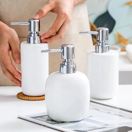 Liquid Soap Dispenser Bathroom Ceramics Shower Gel Shampoo Bottle 300-450ml White Ceramic Emulsion Dispensing Hand Dispensers For Kitchen