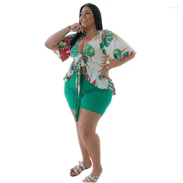 Women's Two Piece Pants Women 2 Pieces Shorts Sets 2024 Fashion Short Blow Summer Suit Set Outfits Plus XL-5XL