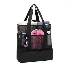 Storage Bags Beach Bag Cooler Tote Extra Large Mesh Pool With Pockets Detachable Insulated Top