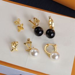 Pearl Designer Earrings 18K Gold Plated Ear Stud Designers Brand Geometry Letters Women Earring Wedding Party Jewerlry Classic Style