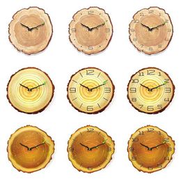 Wall Clocks Nordic Vintage Wooden Wall Clock Modern Design Vintage Rustic Retro Clock Home Office Cafe Decoration Art Large Wall Watch