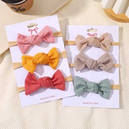 Hair Accessories 3Pcs/set Baby Soft Headbands Set Personalized Twisted Nylon Head Band Solid Color Elastic Hair Band Infant Hair Accessories