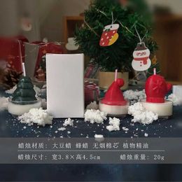 5Pcs Candles Christmas Tealight Candles Christmas Decoration Luxury Aromatic and Decorative Scented Candles Gloves Hats Candle Holder