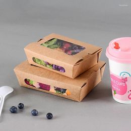 Disposable Cups Straws 50pcs Lunch Box Salad Sushi Food Takeaway Packaging Boxes Outdoor BBQ Picnic Fruit With Transparent Window
