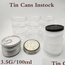 Food Savers Storage Containers Packaging Plastic Clear Empty Tin Cans 3.5G Black Lids White Drop Delivery Home Garden Kitchen Dini Dha4V