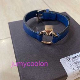 High Luxury Valetno and High Quality Versions Designer Letter Quad-tapered Fashion Features Unisex Bracelets Blue Leather01603 Original 1to1 with Box