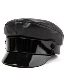 2021 Fashion Ladies Women Army Cap Military Hat Beret Newsboy 100 Sheepskin Leather Size M L XL2568083