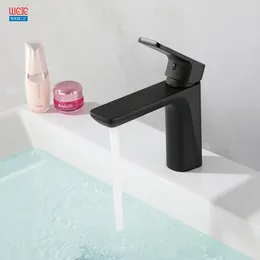 Bathroom Sink Faucets Matte Black Faucet Square Brass Washbasin Mixer Tap Single Handle Basin Cold