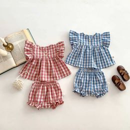 Kleidungsstücke Milancel 2PCS Baby und Mädchen Kleidungsstück mit einfachen T-Shirts und Shorts 2-teiliger Mädchenkleidung und Kinderkleidung Setl240513