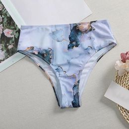 Fashion Women's High Cut Swim Bottoms Waist Swimsuit Bikini Print Seamless Panty Summer Swimming Trunks