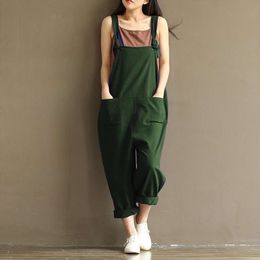 Spring 2024 and Summer New Large Womens Clothing Literature and Art Dark Blue Ground Wool Cotton Strap Casual Pants for Women 2V1OB