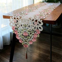 Table Cloth Embroidery Jacquar Tablecloth Coffee Cup Mat Cover Long Runner Place Wedding Decorate Blanket Antependium