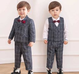 Suits Little prince BABY Boys Jacket+Vest+Pants Bowtie 3pcs Wedding Suit Gentleman Kids Birthday Dress Children Party Costume