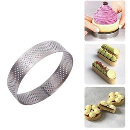 Baking Tools -10 Pack Stainless Steel Tart Ring Heat-Resistant Perforated Cake Mousse Round Doughnut