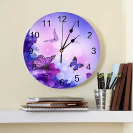 Wall Clocks Fantasy Butterfly Animal Flower Decorative Round Wall Clock Custom Design Non Ticking Silent Bedrooms Large Wall Clock