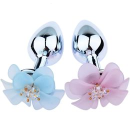 Metal Anal Plug Flower Base Butt Plug Simulated Large Petal Bud Stainless Steel Anal Plug Sex Toys for Couple Gay Adult Game 240511