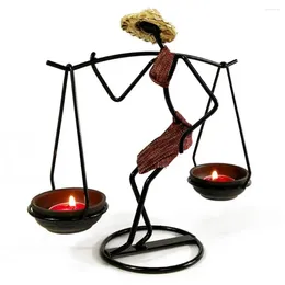 Candle Holders Nordic Metal Iron Candlestick Abstract Character Sculpture Holder Decor Handmade Figurines Home Decoration Art Gift