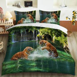 Bedding Sets 3D Tiger Lion Leopard Duvet Cover A Boy's Quilt Animal Set Covers Pillow Case