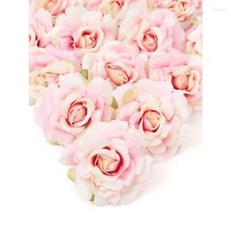 Decorative Flowers 1Pc Silk Rose Heads 4.3inch Stemless In Bulk For DIY Wedding Bouque Party Tables Home Decorations