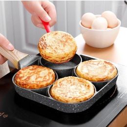 Pans McRib Four-hole Omelette Pan Flat Bottom Non-stick Egg And Dumpling Breakfast Burger Frying Gift
