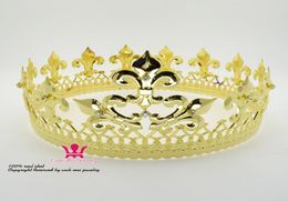 Majestic Queen King Full Gold Crown Men And Women Royal Prince Headwear Cosplay Metal Party Show Prom Hair Accessories MO0762360320