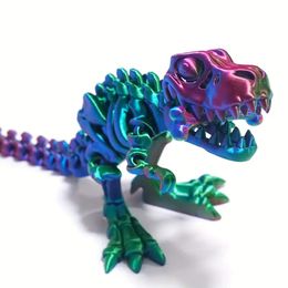 ثلاثي الأبعاد طباعة الهيكل العظمي Tyrannosaurus Rex Toys 27 سم يمكن أن تحرك زخارف الطاولة بحرية يدوي Toy Dinosaur التماثيل المفصلية للأطفال البالغين 087