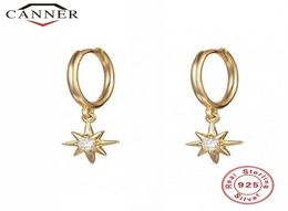 Januarysnow 925 Sterling Silver Hoop Earrings for Women Minimalist INS Anise Star Small Sun CZ Crystal Zircon Earrings Fashion Jew7659985