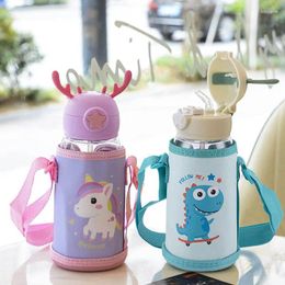 Cups Saucers High Quality PP Material Kids Water Bottle With Straw BPA Free Durable Plastic Children Drinking Bag