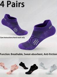 Women Socks 4 Pair Compression Ankle For Running And Fitness - Moisture-Wicking Breathable Crew Outdoor Sports