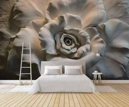 Wallpapers 3D Embossed Rose TV Sofa Background Wall Painting Papers Home Decor Designers
