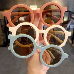 Sunglasses Childrens sunglasses baby retro solid color ultra ultraviolet circular convenient for wholesale of childrens glasses d240513