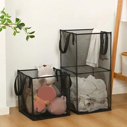 Laundry Bags Basket Easy To Carry Foldable Fine Mesh Portable Bathroom Folding Dirty Clothes Hamper Daily Use