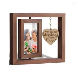 Frames Mother Day Wooden Po Frame Display Elegant Love Heart Shaped Pendants Rotating Pictures For Nana Grandma Gift