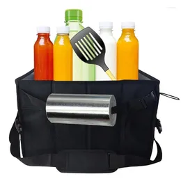 Storage Bags Utensil Caddy Collapsible Griddle With Mesh Pockets Camping Organiser BBQ Store Grill Tools Accessories