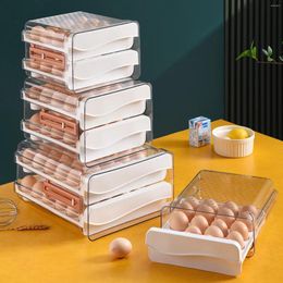 Storage Bottles Egg Organiser For Refrigerator 2 Tier Holder With Time Scale Stackable Drawer Clear Container Large