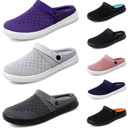 2024 Mesh Slippers Cushion Slip-On summer Women Breathable antiskid Walking Shoes GAI Dark purple black pink grey purple Platform Slippers Wedge Female Sneaker D78