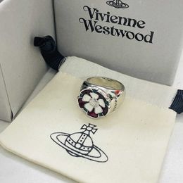 Brand Westwoods ROSE Tudor Rose Lacquered Saturn Ring Female Minority Ins Flower Couple Nail