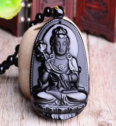 Pendant Necklaces Amitabha Tathagata Bodhisattva Necklace Black Carved Buddha Lucky Amulet For Women Men Pendents Jewelry Drop2515965