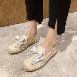 Casual Shoes 2024 Summer Flat For Women Solid Colour Bow Rhinestone Embellishment Fashion And Elegant Daily Cosy Loafers