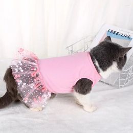 Cat Costumes Pet Dress Flower Gauze Lace Decor Cute Sweet Princess Skirt For Cats Dogs Apparel Supplies Soft Summer