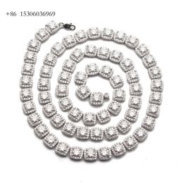 New Design Iced Out Diamond 8Mm Width Sterling Sier VVS Moissanite Tennis Chain Necklace