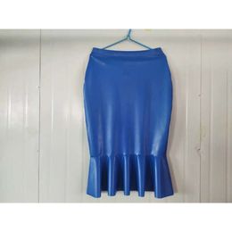 Latex Dress Rubber Women Navy Blue Half Skirts Sexy Bag Hip Size XS-XXL Catsuit Costumes