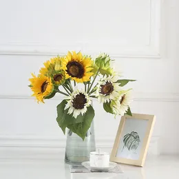 Decorative Flowers Artificial Sunflower Bunches Living Room Home Decoration Diy Party Fake Plants Plastic Ornaments