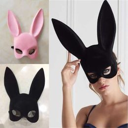 قناع أرنب أزياء الطرف الطويل الأذنين Cosplay Pink/Black Halloween Masquerade Caves S S S