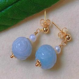 Dangle Earrings Natural Round White Jade Pearl Beads Eardrop Gold Ear Stud Hoop Minimalist Chandelier Teens Beaded Crystal Bridal Silver